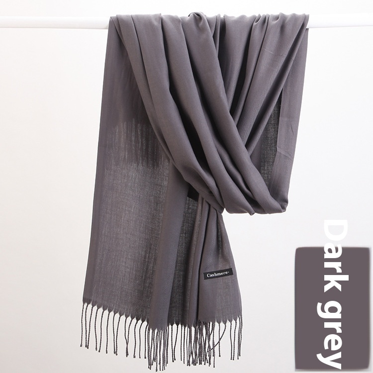 Pure Color Warm Keeping Scarf All-match Cashmere Shawl - Image 4