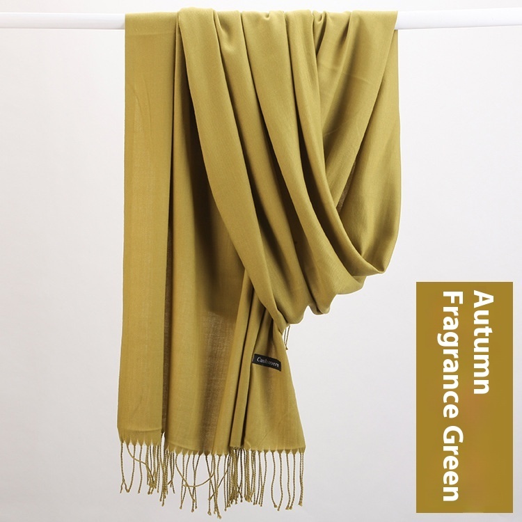 Pure Color Warm Keeping Scarf All-match Cashmere Shawl - Image 9
