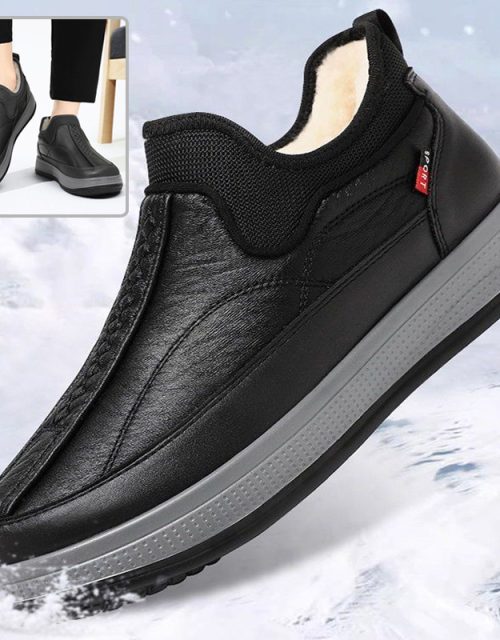 Winter Warm Fleece Snow Boots Round-toed Platform Ankle Boot Fashion Simple Non-slip Flat Cotton Shoes Men